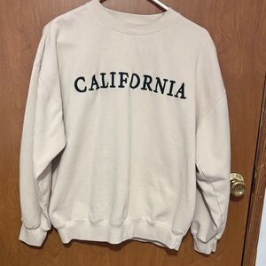 California Crewneck Sweatshirt - Cream with Black Lettering